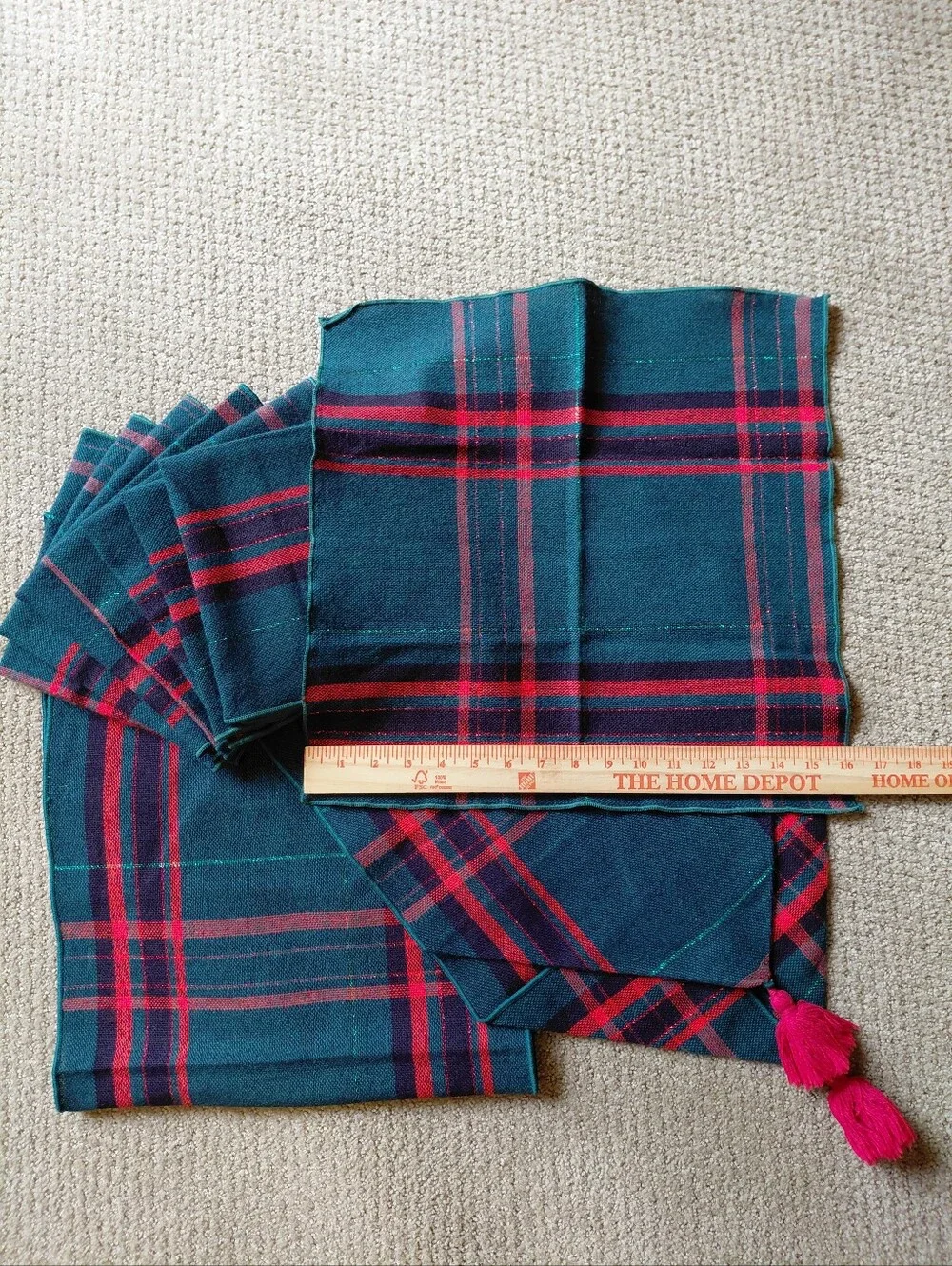 MENZIES GREEN AND RED TARTAN TABLE RUNNER and NAPKINS